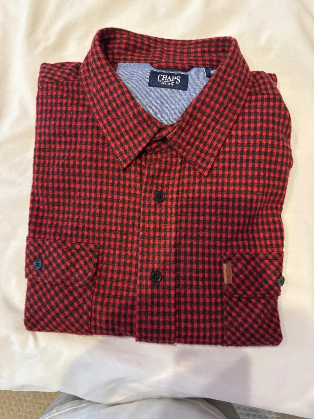 Chaps XXL, flannel, red and black checked plaid shirt, excellent condition